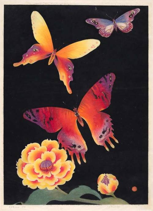 myfairynuffstuff:Edward Julius Detmold (1883 - 1957) - Butterflies. Etching printed in colours on Ja