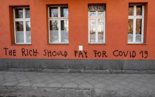 “The rich should pay for covid19” Seen in Berlin, Germany