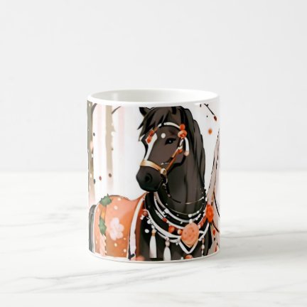 Watercolor Art Horses Coffee Mug