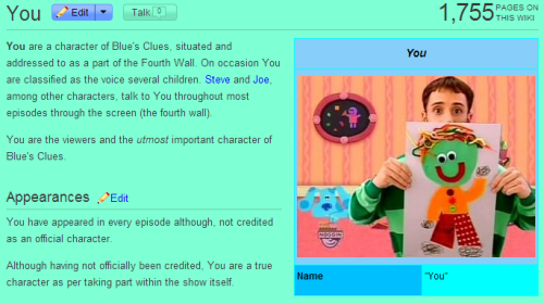 dadgangs:if you ever feel unimportant just read this page on the blues clues wiki