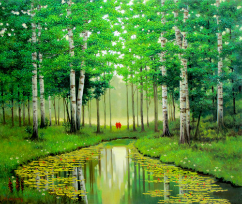 Minh Long (b.1968) - Spring Morning. Oil on canvas.