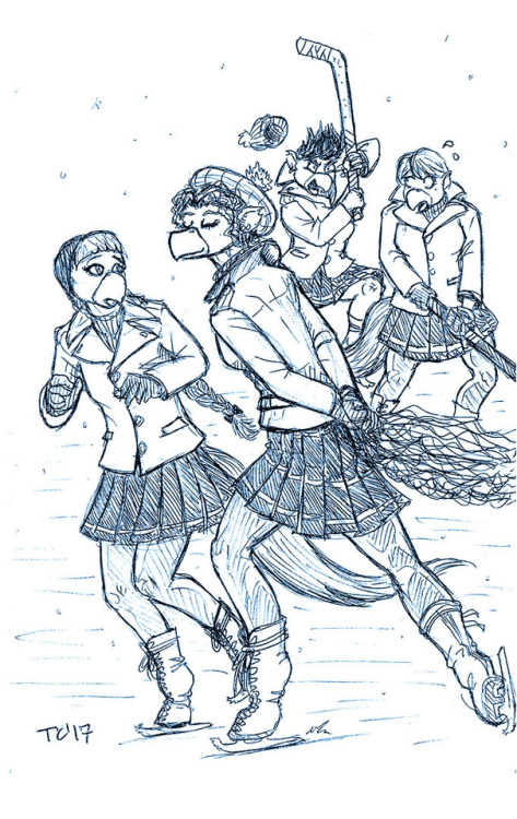 tristikovart: Sketchpad 250: The Black Lanner girls spend some winter break out on the ice.…B