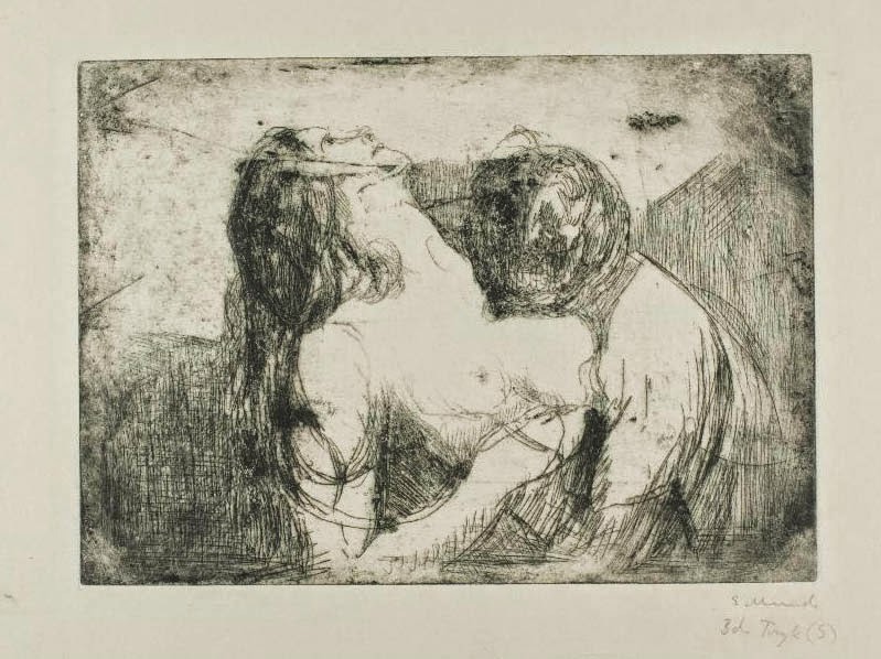 dappledwithshadow:Edvard MunchThe Vampire, 1894The Bite, 1914