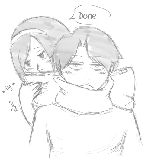 zerolr:  lampurple:  I want to imagine Mikasa wrapping a scarf around Levi except