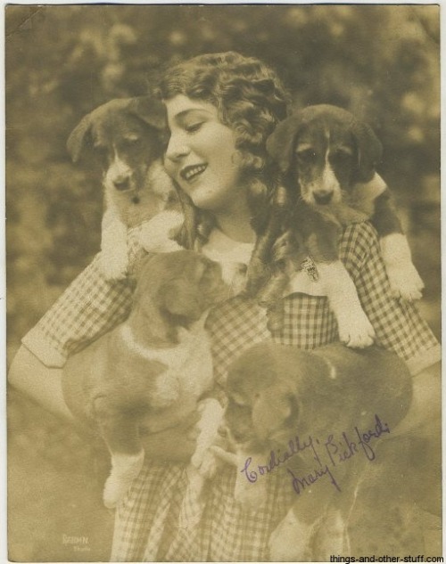 Cute Mary Pickford and pets. Audiences back then did not know how ultra tough she really was. She gr