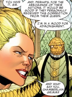 misterjjjcomics:  Milady, ‘tis the clobbering hour. Sue Storm and Ben Grimm from Dark Reign: Fantastic Four #2 Jonathan Hickman Sean Chen Lorenzo Ruggiero John Rauch 