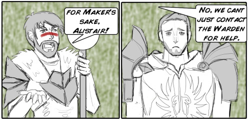 craftyconsultingcannibal:  Based completely on THIS POST (Link takes you to a gifset from TV series Torchwood) I said I wanted a version with Solas, so I drew it myself!I still cant believe I didn’t know he’s Solas’ VA. I am a bad fan.