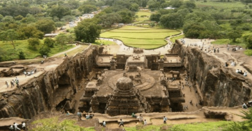 Kailasa Temple in IndiaThis is carved out of a single piece of rock.