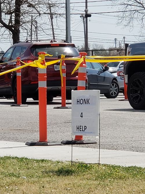 truly digging this vibe at the local elementary school vaccination line