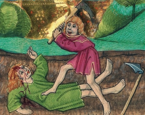 signorformica:Cain trying to talk some sense into his brother Abel. Biblia Furtmeyr. Regensburg ~ 15