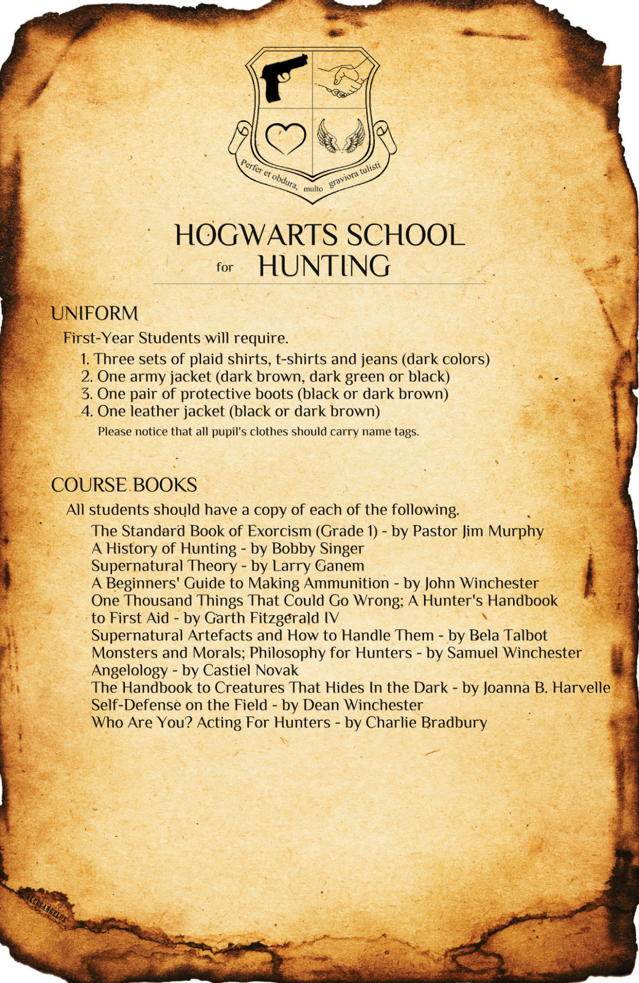  Acceptance Letter to Hogwarts School for Hunting 