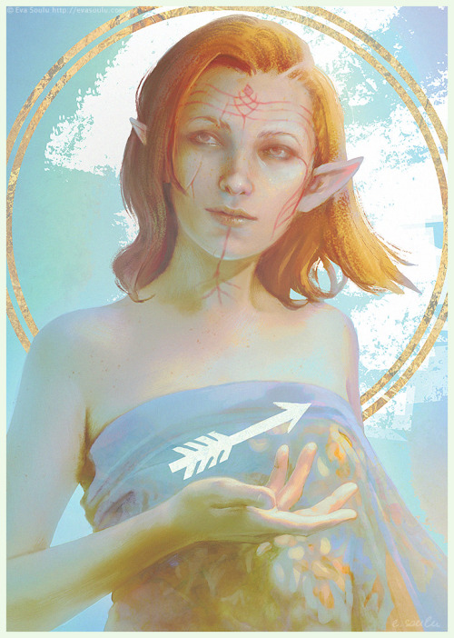 “Assan”, colour sketch commission.Here is Inquisitor Lavellan to brighten your day <3