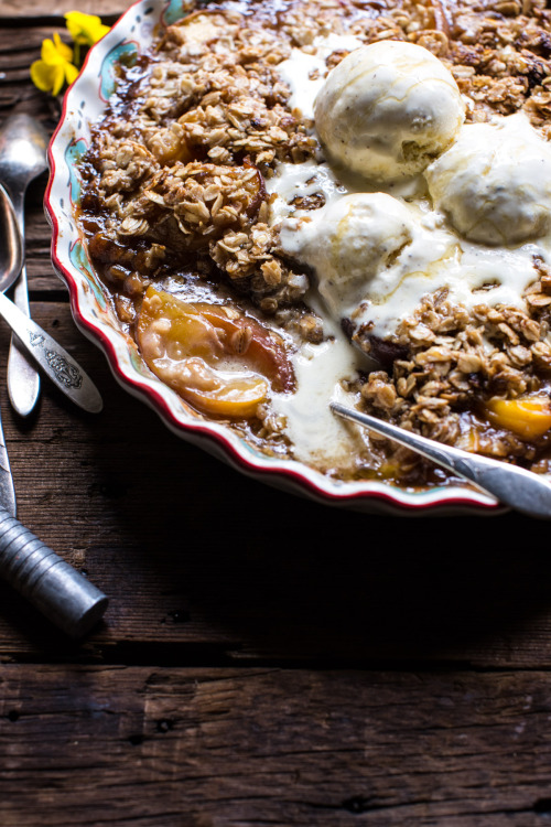 sweetoothgirl:Brown Sugar Caramel Oatmeal Cookie Peach Crisp