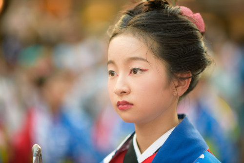 Young girl performing in the Narita Gion festival.