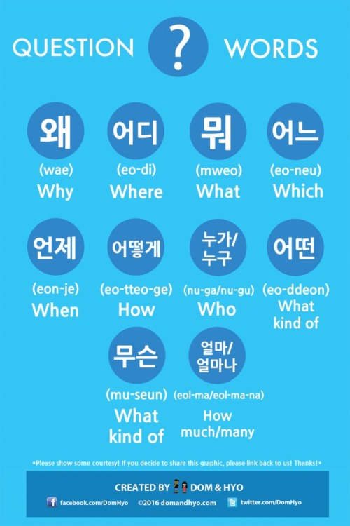 letslearnhangul: Question Words in Korean~ Curiosity plays a big role in learning a new language and