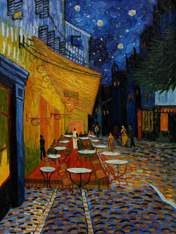 thepaintinghasalifeofitsown: Vincent van Gogh: Cafe Terrace at Night (1888) 