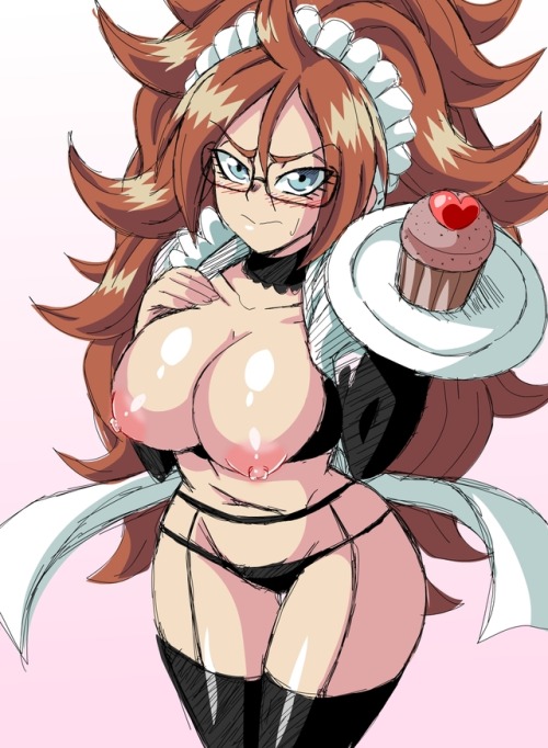 lewdamone:an anon asked to draw maid android 21, and i was like “sure, why not” delicious cupcake~ >|9