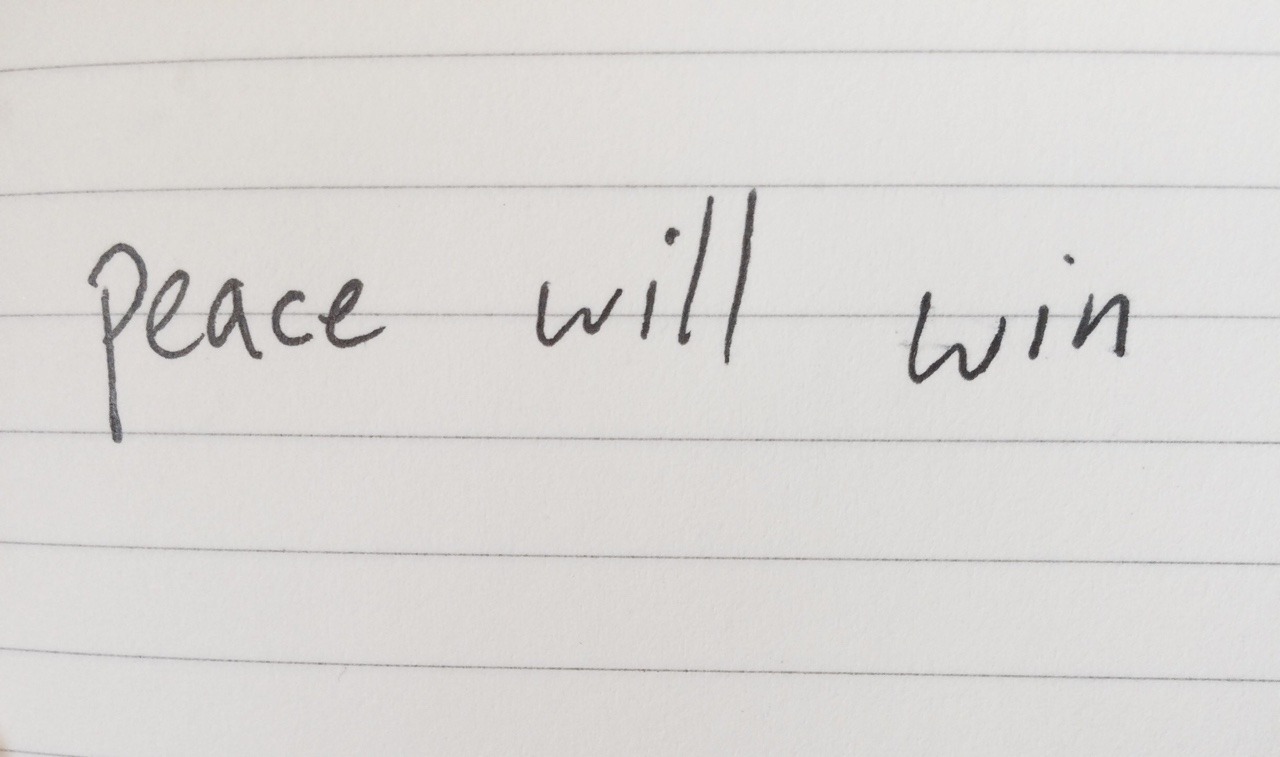 urie:peace will win in tyler’s handwriting fear will lose in josh’s handwriting