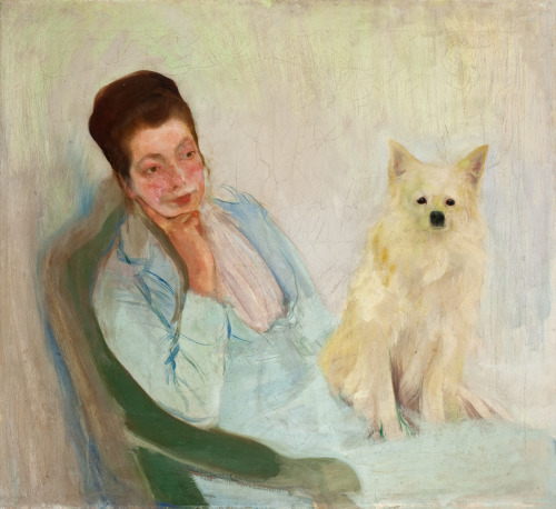 Portrait of the artist’s wife with a dog   -  Konrad Krzyżanowski  1911Polish  1872-1922National Mus