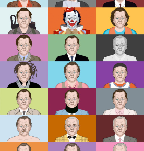 popchartlab: 51 Bill Murray Roles in Headshot Form, by artist Steve Murray (no relation). Related: T