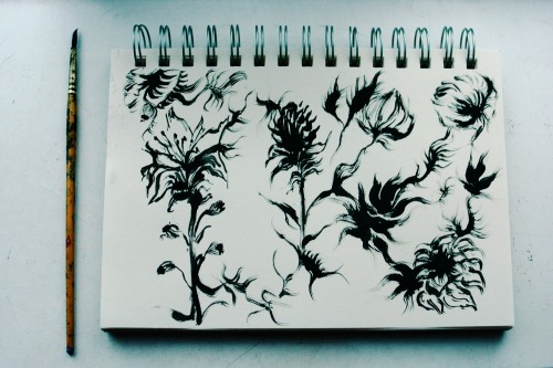 suhaylah: Dark flowers on paper and skin.April 2016, Suhaylah H.