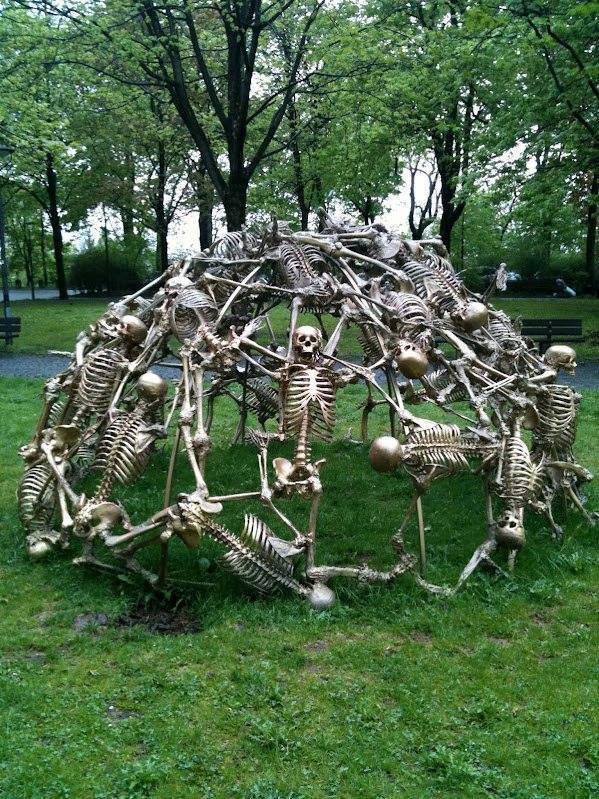 necbromantic:  thegoblinmarketofficial:  Skeletal Jungle Gym in the backyard of the