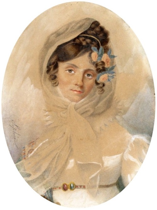 Miniature of a pianist Maria Szymanowska. by Zofia Woyno, 1816