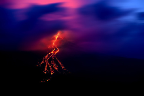 earth-land:    Europe’s most active volcano, Mount Etna   At 3,295 metres (10,810 feet), Etna is Europe’s tallest volcano and is located in Sicily. Etna is a composite volcano, like other dangerous volcano such as Mount St Helens and Mount Vesuvius.