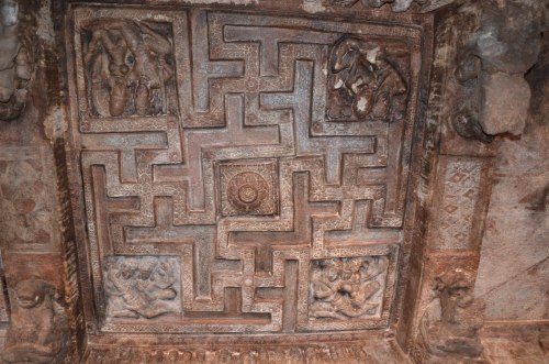 Swastikas from Badami cave ceiling