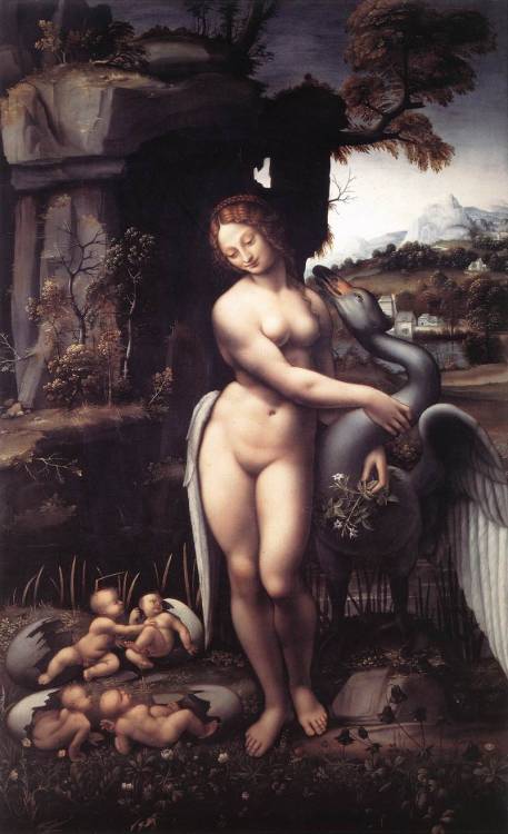 artist-davinci:

Leda, 1510, Leonardo Da VinciMedium: oil,panel 