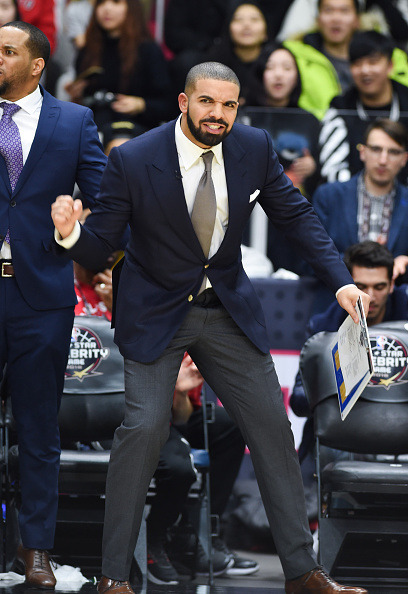 fordrizzydrake:    Drake attends the 2016 NBA All-Star Celebrity Game at Ricoh Coliseum on February 12, 2016 in Toronto, Canada.  