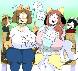 theycallhimcake:  bungee-gumu: dog moms meeting for the first time for @theycallhimcake god I love june so much, this is the best doggo crossover ever drawn orz 