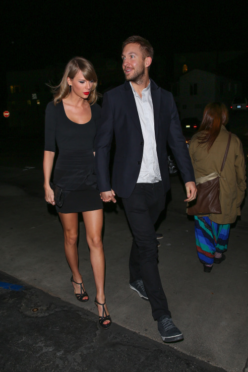 taylorswift-news: May 12: [More] Taylor and Calvin Harris at Gjelina in Los Angeles