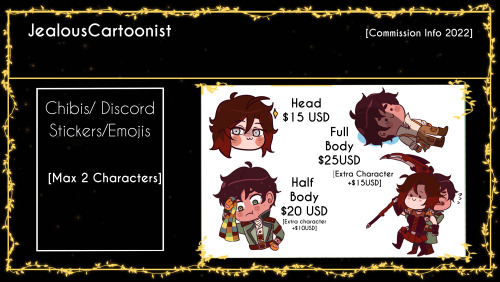 jealouscartoonist:Commissions open! (2022 update!) Do’s: -Oc’s -Fanart -Pairings Don&rsq