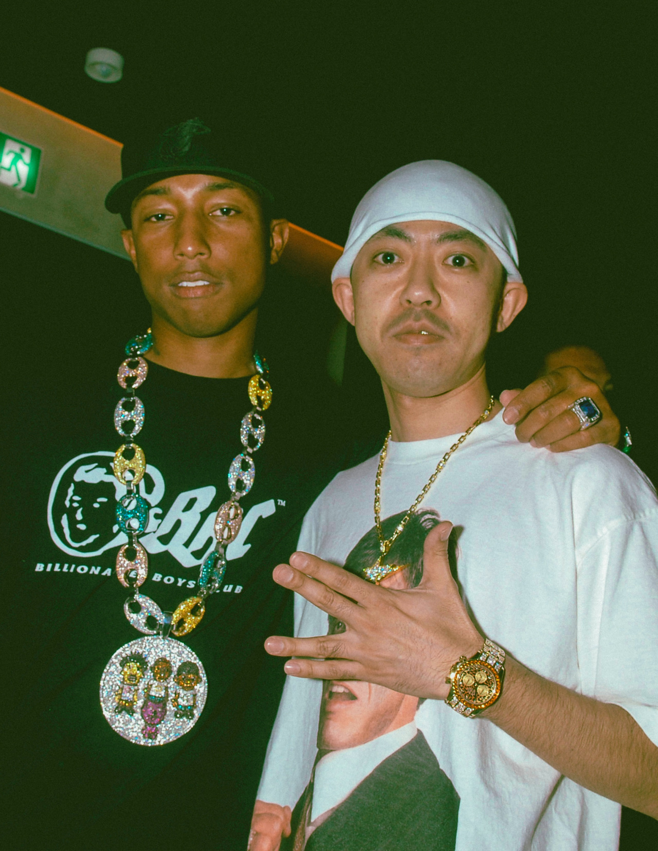 Nigo & Pharrell Williams photographed by Jun Sato during the Grand Opening  of “The Ice Cream Store” in Tokyo, Japan - November 04, 2005