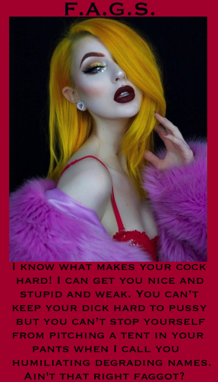 faggotryngendersissification: I know what makes your cock hard! I can get you nice and stupid and we