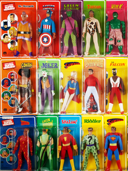 Superhero/supervillian action figure goodness by Mego, ca. 1970s.