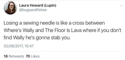 neurodivergent-crow:As someone who comes from a weirdly long line of people who have stepped on needles, I laughed way too hard at this.