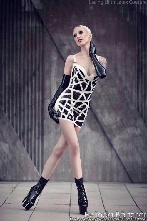 lacinglilithlatex: Kwipi Lovebite wears her Lacing Lilith Prism Dress, shot in Stockholm by Belinda 