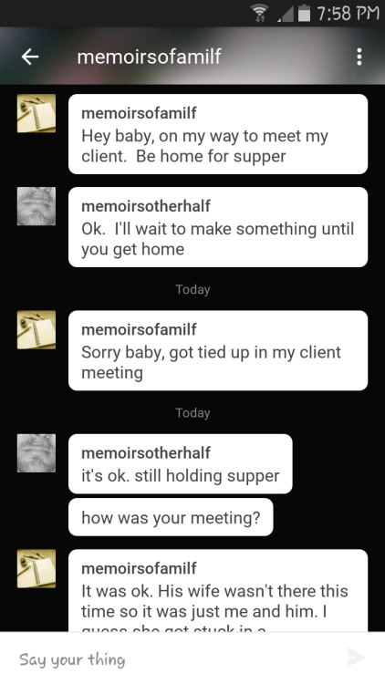 memoirsotherhalf:  My conversation with @memoirsofamilf porn pictures