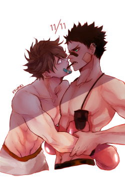 kkumri:  happy birth and pocky day both u thirsties @tooru; @yaboykeiji &lt;3 