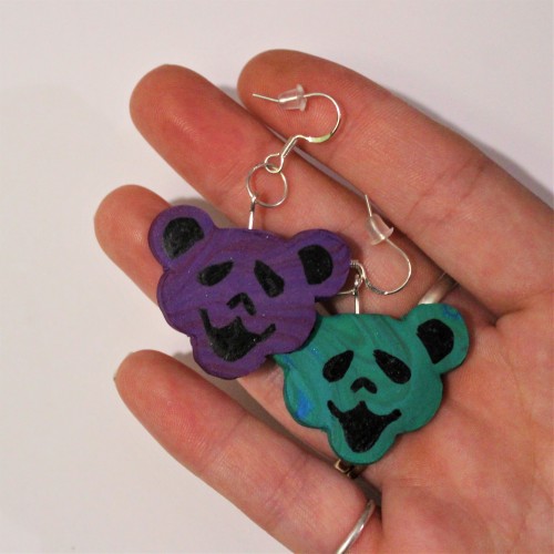 Sterling Silver handmade Grateful Dead Inspired Bear Earrings~Available at etsy.com/shop/TerrapinPer