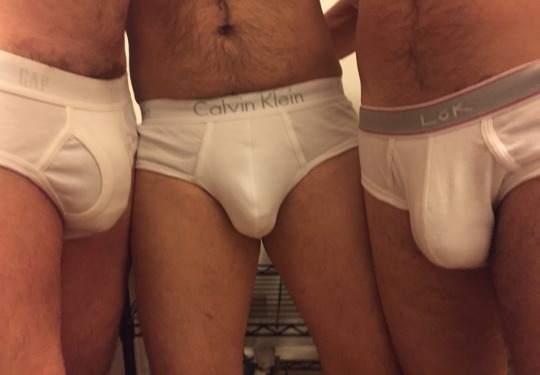 white-briefs-lover:Three hot bulges in WHITE briefs!