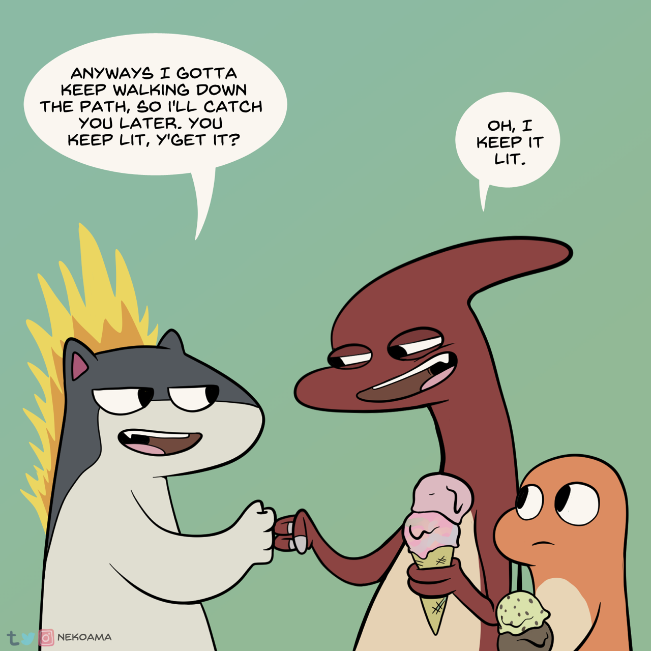 nekoama:   What’s Up Bro?  Today’s comic guest stars Quilava! Who is that guy.