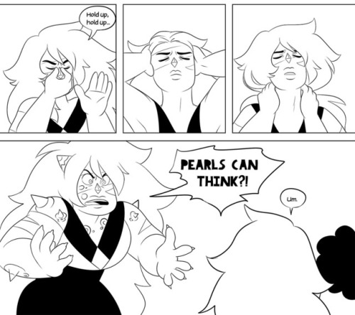 moonstone-coral:The idea I had was that Jasper doesn’t really heal from her corruption, she just gets a better handle on it, but it still flares up from time to time (such as when she gets a surprise or a shocking revelation). Honestly, I don’t have