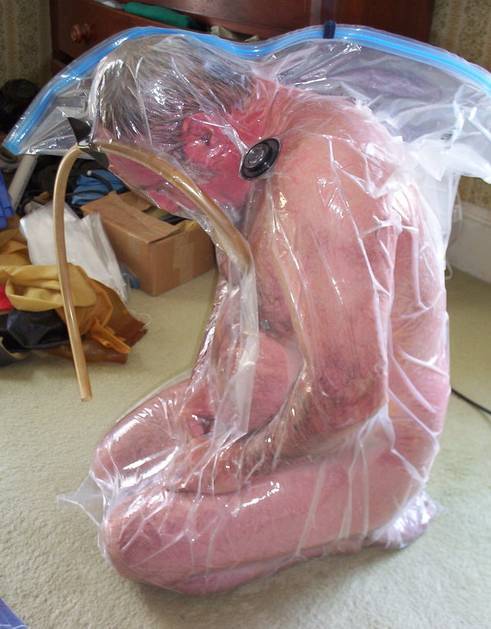 maturemenintrouble:  Imagine your worst enemy, that one you want nothing but the worst, encased in a transparent zip bag, completely naked and motionless. His skin compressed inside this stifling bag, struggling uselessly and sweating while everybody