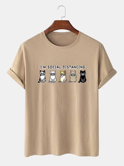 ncnew228:Mens Cotton Cute Cat Printed O-Neck Casual Short Sleeve T-ShirtsAll of them HERE20% OFF dis