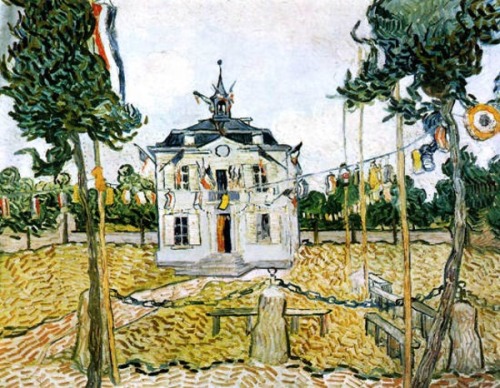 Auvers-Sur-Oise (Auvers Town Hall on 14 July ) - Vincent van Gogh 1890Post-impressionism