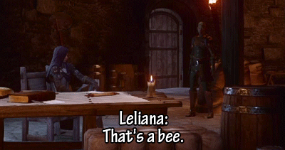 everythinginheregleams:Messenger: Sister Leliana says “thank you”. Cole: But she didn’t like the bee