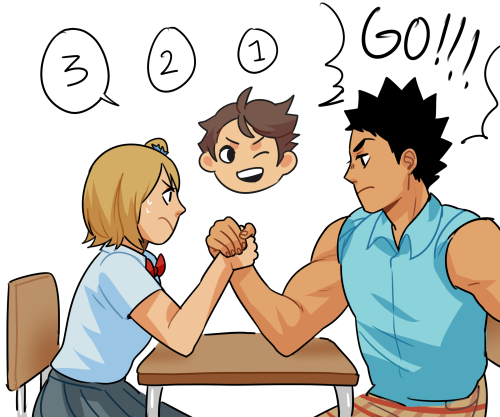 flunflun:Request from trashyykawa to their friend!! With the prompt being “Yachi beating Iwa-chan at